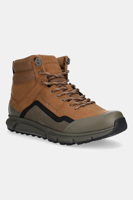 Topánky Tommy Hilfiger OUTDOOR RUNNER HI WPM nezateplené hnedá FM0FM05575