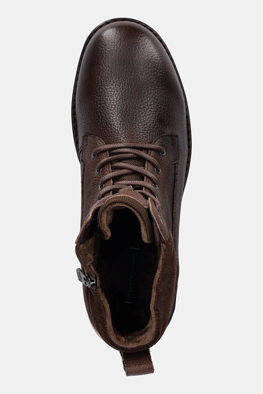 Kožená obuv Tommy Hilfiger CORPORATE W LTH LACE BOOT hnedá FM0FM05606