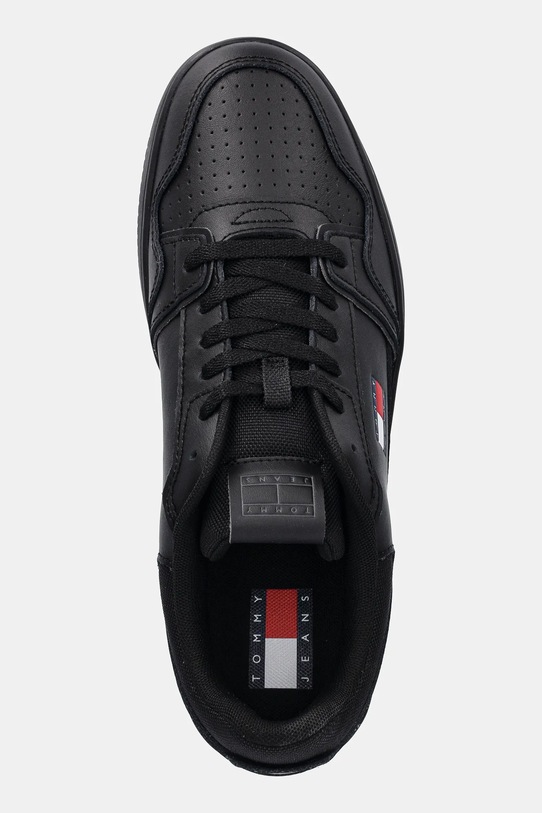 Kožené tenisky Tommy Jeans TJM RETRO BASKET černá EM0EM01612