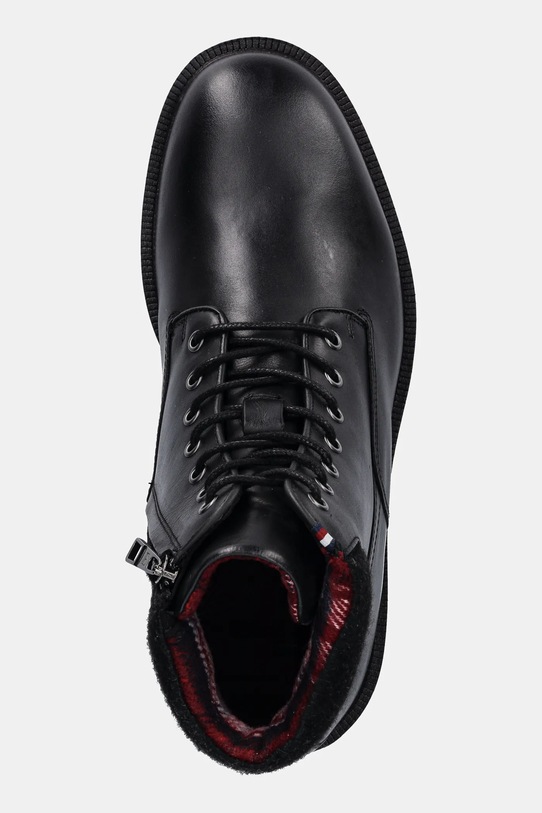 Tommy Hilfiger trapery skórzane CLEATED HILFIGER W LTH BOOT czarny FM0FM05562