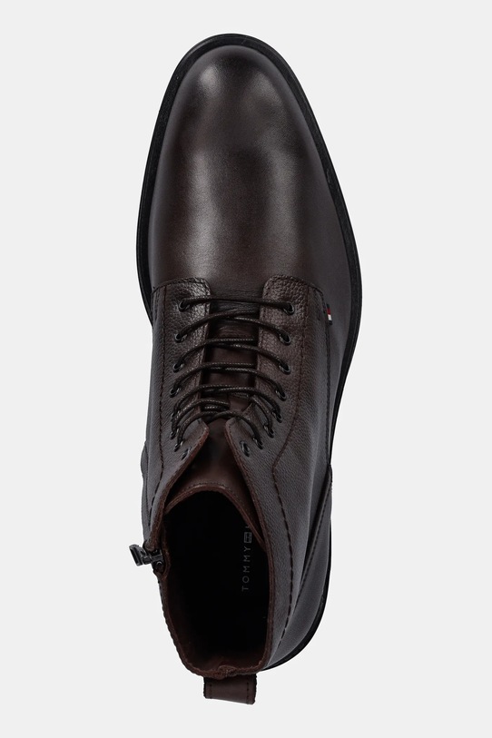 Tommy Hilfiger trzewiki skórzane CORPORATE HILFIGER LTH ZIP BOOT brązowy FM0FM05577