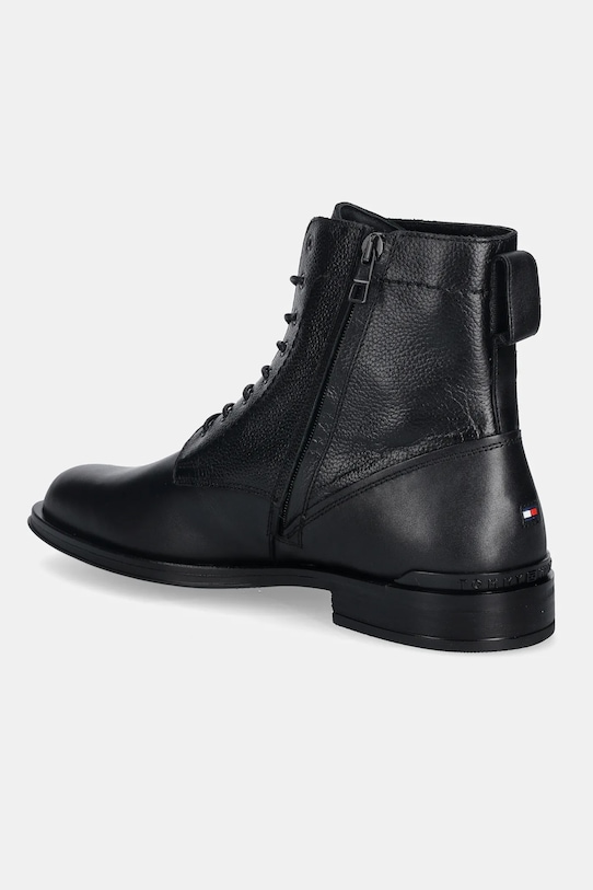 Obuwie Tommy Hilfiger trzewiki skórzane CORPORATE HILFIGER LTH ZIP BOOT FM0FM05577 czarny