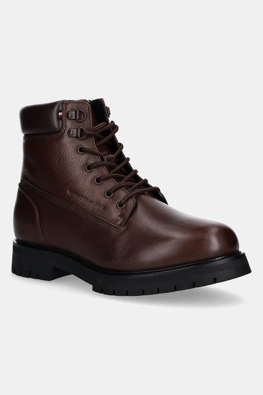 Шкіряні черевики Tommy Hilfiger FLEX TH OUTDOOR RS LTH BOOT лицьова шкіра коричневий FM0FM05600
