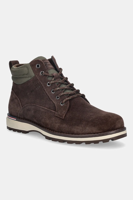 Δερμάτινα παπούτσια Tommy Hilfiger CORPORATE W SUEDE LACE BOOT δέρμα σαμουά καφέ FM0FM05605
