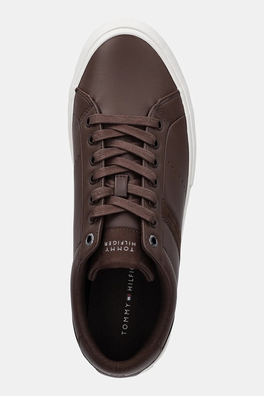 Kožne tenisice Tommy Hilfiger TH HI VULC LTH STREET smeđa FM0FM05626
