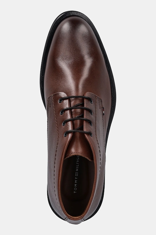 Kožená obuv Tommy Hilfiger CORPORATE HILFIGER LTH BOOT hnedá FM0FM05697
