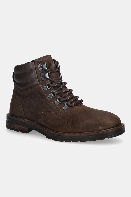 Tommy Hilfiger buty nubukowe CLEATED HILFIGER WRM HOOK BOOT ocieplane brązowy FM0FM05699