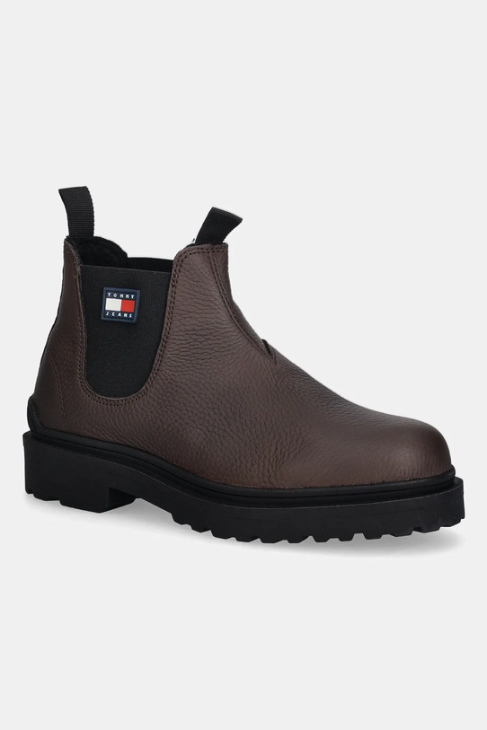Tommy Jeans sztyblety skórzane TJM CHELSEA LEATHER WL skóra licowa brązowy EM0EM01670