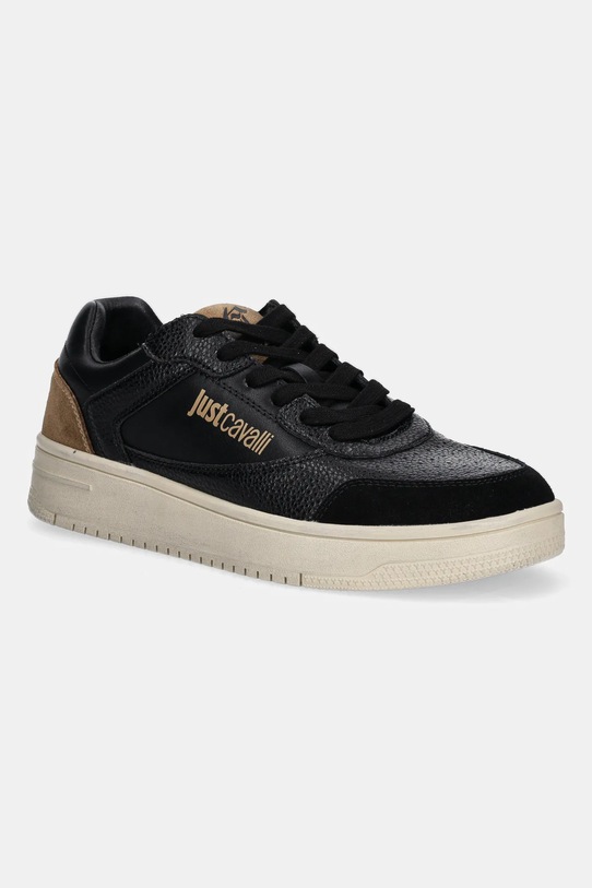 Just Cavalli sneakersy skórzane skóra zamszowa czarny 79QA3SM8ZPB67899