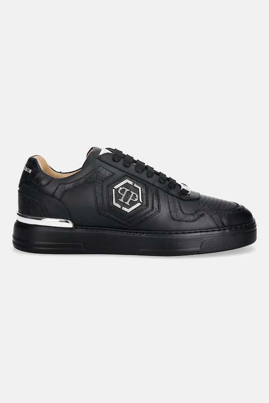 Philipp Plein sneakersy skórzane Low Top USC0757.PLE075.0202 czarny AW25