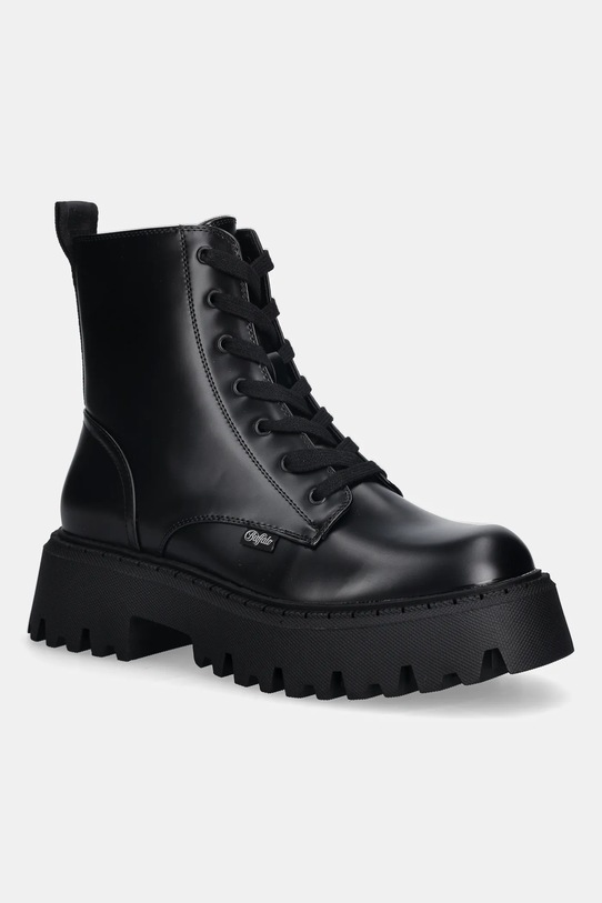 Visoki čevlji Buffalo Aspen Lace Up Bs Imitacija zrnatega usnja črna 1430032