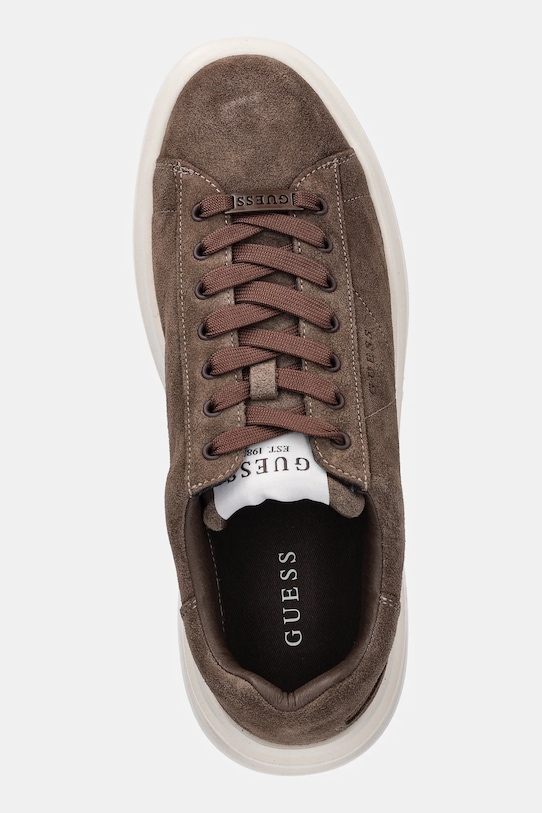 Guess sneakersy zamszowe ELBA brązowy FMFLBA.SUE12.BROWN