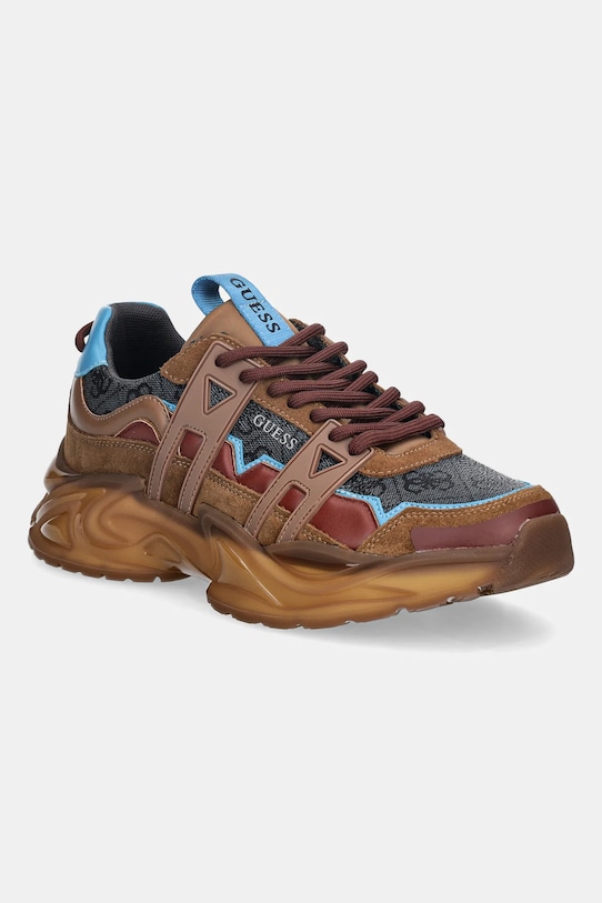 Guess sneakersy BELLU imitacja skóry licowej brązowy FMFUNO.FAL12.TANMU