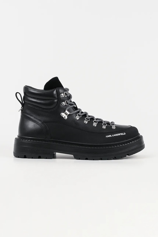 Kožne cipele Karl Lagerfeld MILES HIKER zrnata koža crna KL10245.000