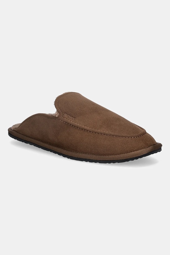 Šľapky BOSS Home imitácia semišu hnedá 50552598.201