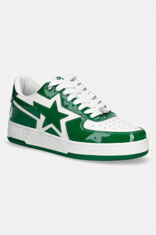 Kožené tenisky A Bathing Ape BAPE STA ICON #1 lakovaná koža zelená 001FWL801305M