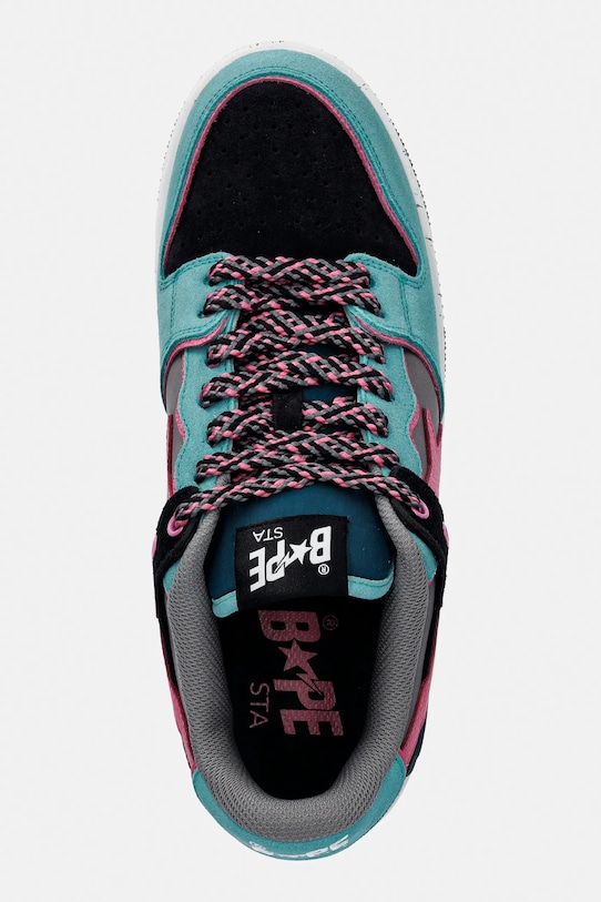 Кожаные кроссовки A Bathing Ape BAPE SK8 STA #1 голубой 001FWL801312M