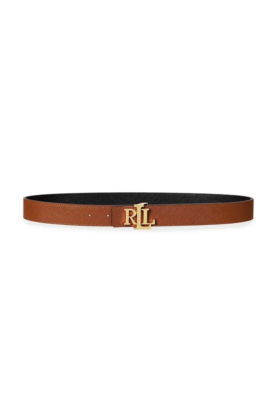 Lauren Ralph Lauren pasek skórzany skóra powlekana brązowy 412974558