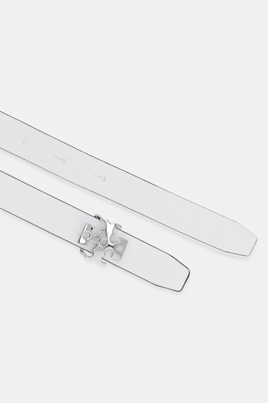 Obojstranný kožený opasok Tory Burch Logo 157857.137 biela AW25