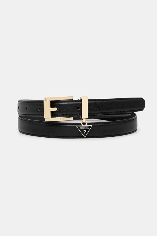 Ζώνη Guess QUEENSLAND απομίμηση λείου δέρματος μαύρο BW9254.P5325