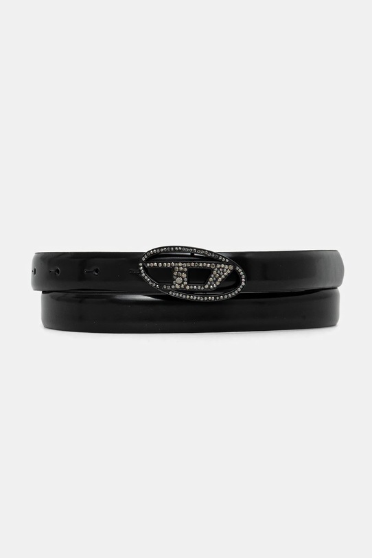 Diesel pasek skórzany OVAL D LOGO B-1DR STRASS 20 czarny X09972.P6958