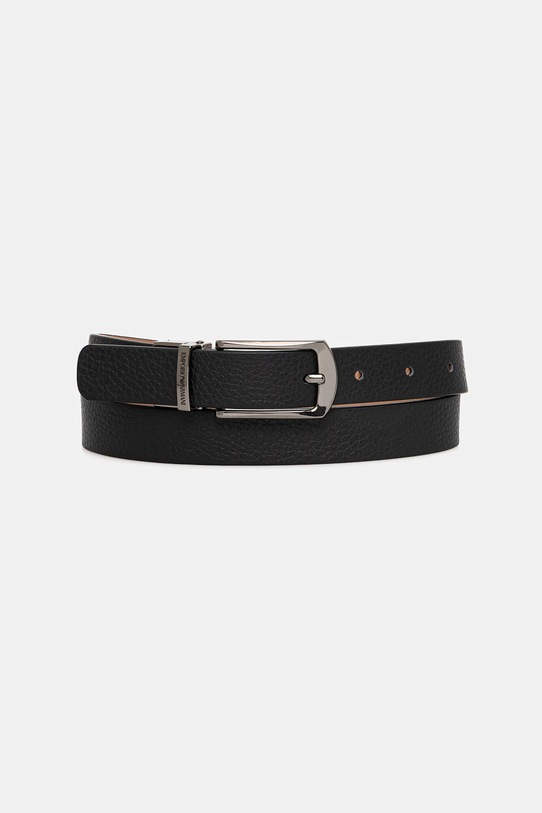 Kožený pásek Emporio Armani imitace kůže černá EW002020.AF20109