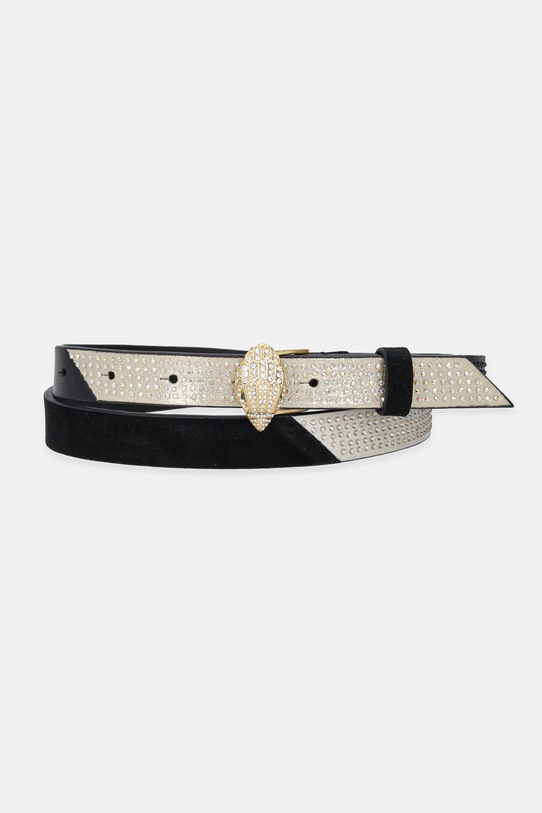 Kurt Geiger London pasek skórzany skóra zamszowa czarny 9693401129