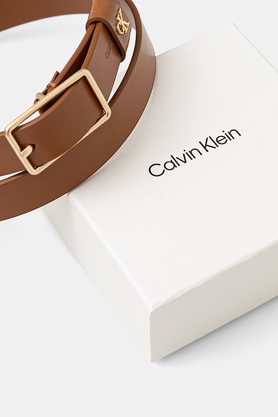 Doplnky Calvin Klein opasok dámsky kožený LV04F7050G hnedá