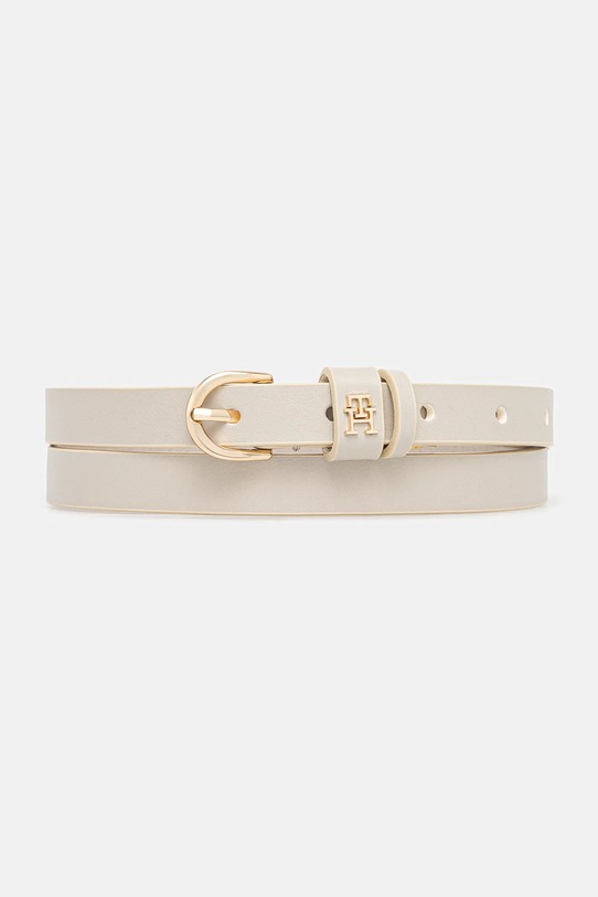 Kožený pásek Tommy Hilfiger béžová AW0AW17759