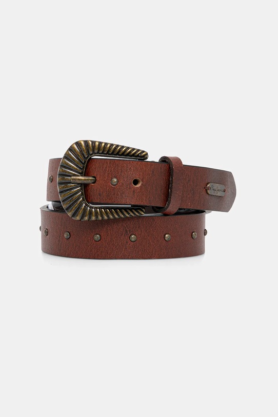 Δερμάτινη ζώνη Pepe Jeans Planet friendly καφέ PL020869