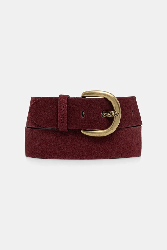 Twinset curea piele întoarsă burgundia 252TO5300