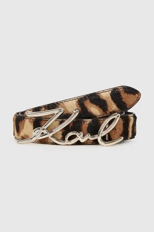 Δερμάτινη ζώνη Karl Lagerfeld καφέ A4W33024