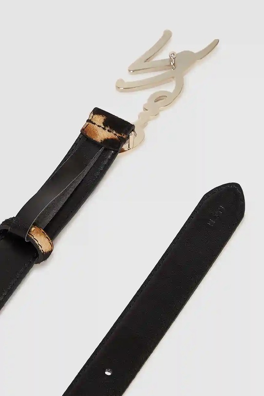 Δερμάτινη ζώνη Karl Lagerfeld καφέ A4W33024