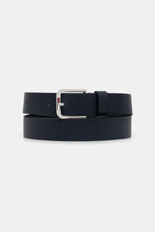 Kožený pásek Tommy Jeans námořnická modř AM0AM13686