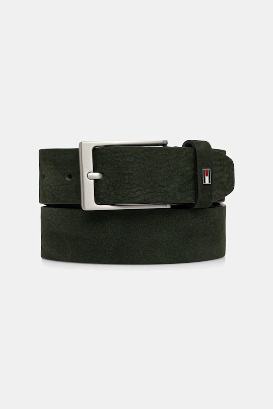Tommy Hilfiger curea din piele întoarsă verde AM0AM13754