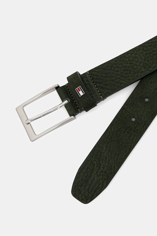 Tommy Hilfiger curea din piele întoarsă AM0AM13754 verde AW25