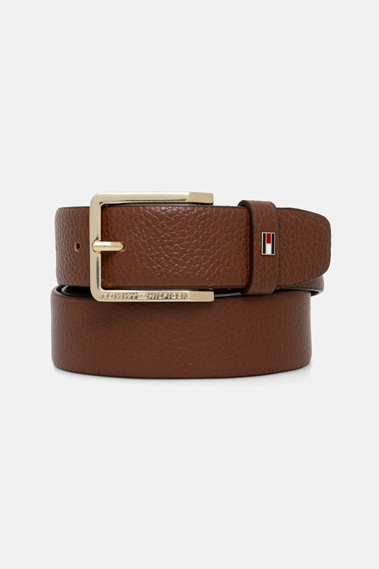 Tommy Hilfiger pasek skórzany brązowy AM0AM13756