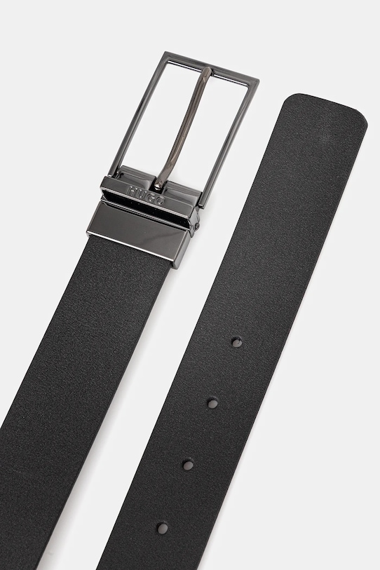 HUGO pasek skórzany dwustronny 50548365 czarny AW25