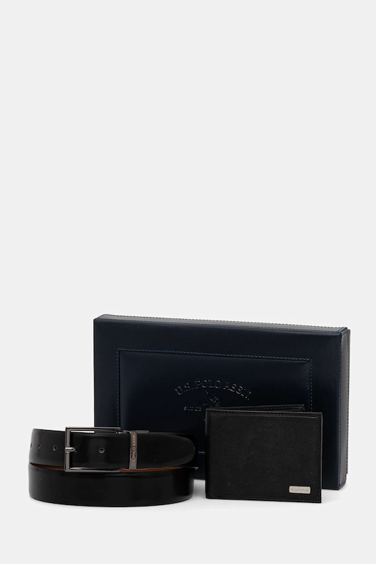 U.S. Polo Assn. portafoglio e cinturino in pelle Lawrence marrone WIU6L2681MHA