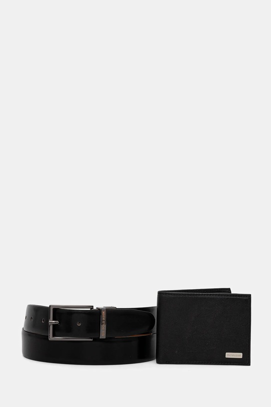 U.S. Polo Assn. portfel i pasek skórzany Lawrence WIU6L2681MHA czarny AW25