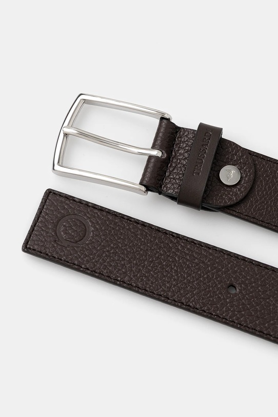 Δερμάτινη ζώνη Trussardi B349B000012N καφέ AW25