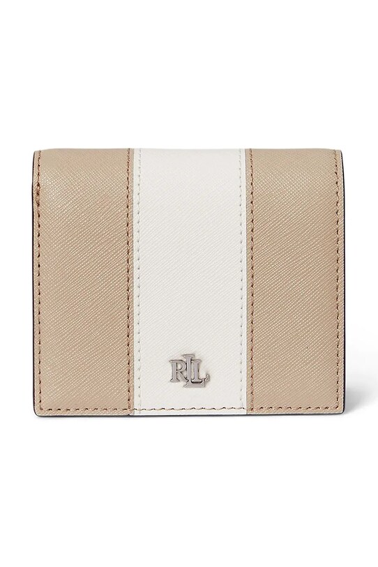 Lauren Ralph Lauren portfel skórzany skóra licowa beżowy 432974514
