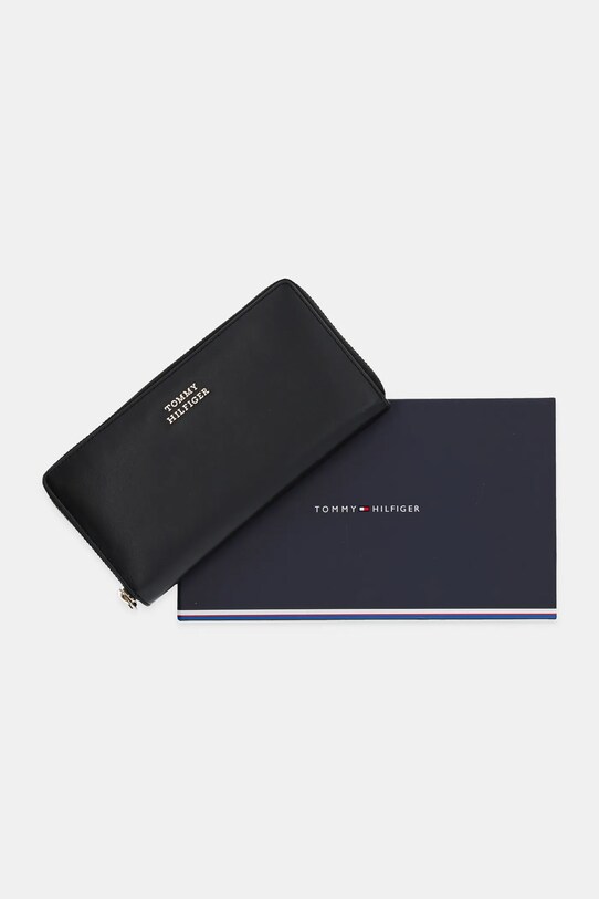 Шкіряний гаманець Tommy Hilfiger AW0AW17498 чорний