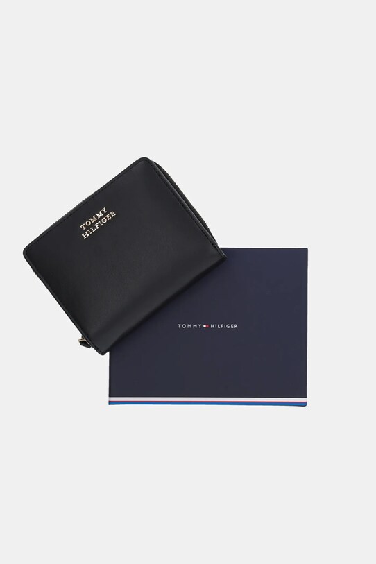 Шкіряний гаманець Tommy Hilfiger чорний AW0AW17499