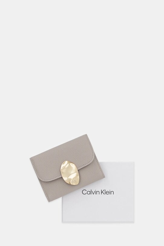 Akcesoria Calvin Klein etui na karty skórzane LV04F1062G beżowy