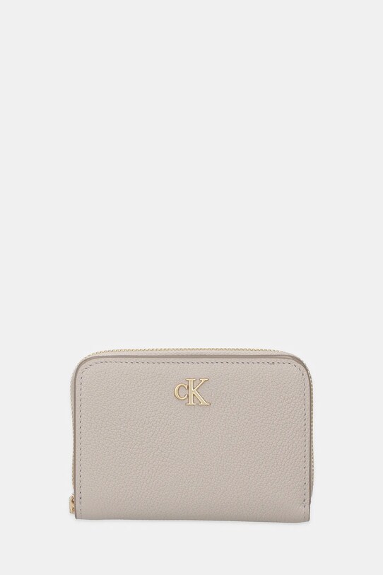 Шкіряний гаманець Calvin Klein лицьова шкіра бежевий LV04F1064G