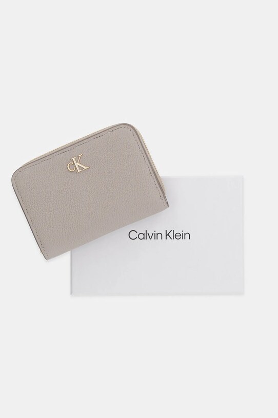 Calvin Klein portfel skórzany LV04F1064G beżowy