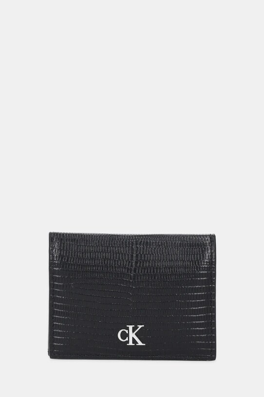 Calvin Klein etui na karty skórzane aplikacja czarny LV04F1068G