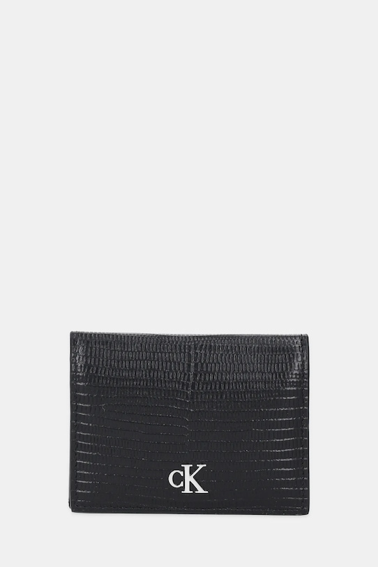 Kožené pouzdro na karty Calvin Klein nášivka černá LV04F1068G