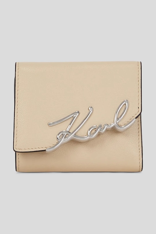 Кожаный кошелек Karl Lagerfeld K.SIGNATURE мелкий узор бежевый A3W32019
